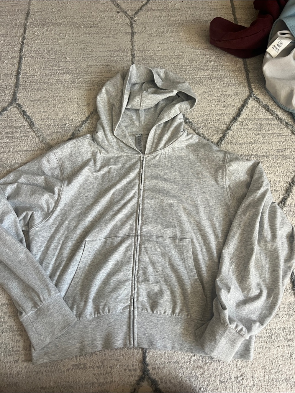 SKIMS crop Heather Gray Zip Hoodie